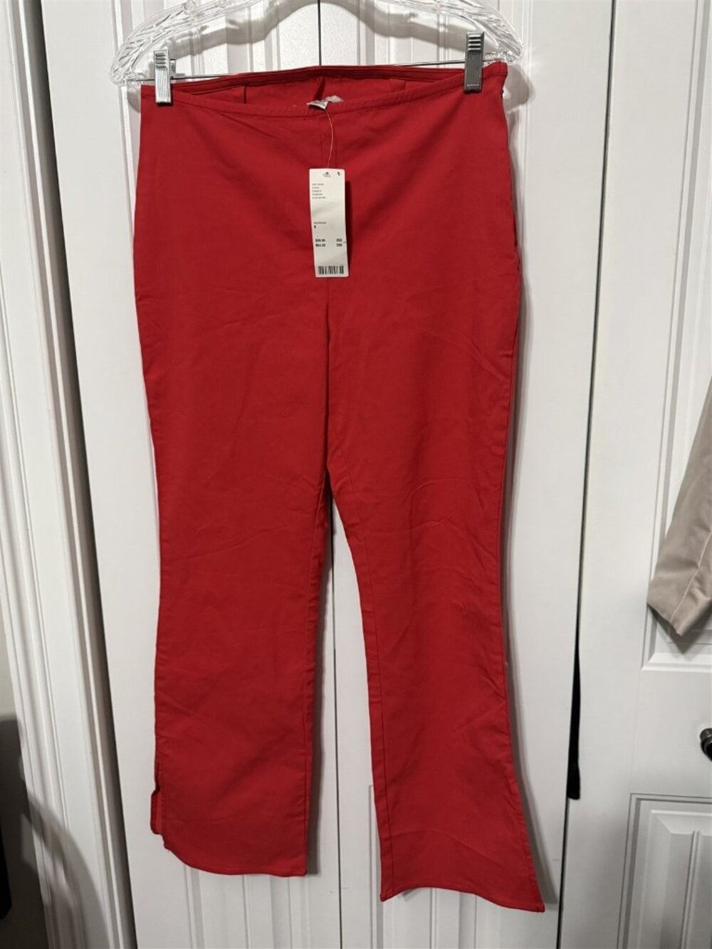 Kimchi Blue Urban Outfitters Red High Waisted Ankle Side Zip Flare Pants 8 New